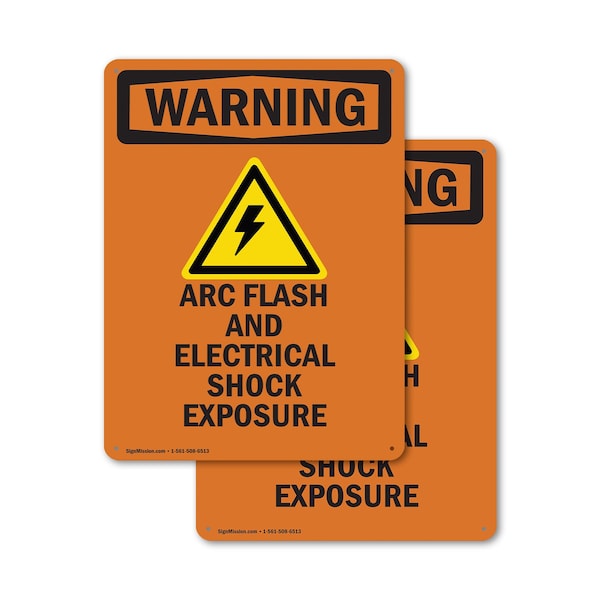 Signmission ARC Flash And Electrical With Symbol OSHA Warning Sign, Plastic, 7in W x 10in L, 2PK OS-2PACK-WS-P-710-V-12968 - main